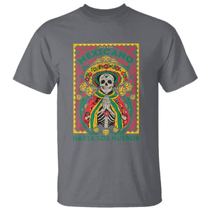 Mexican Pride T Shirt Mexicano Hasta Los Huesos Skeleton Sombrero TS09 Charcoal Printyourwear