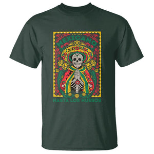 Mexican Pride T Shirt Mexicano Hasta Los Huesos Skeleton Sombrero TS09 Dark Forest Green Printyourwear
