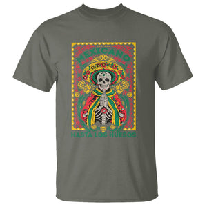Mexican Pride T Shirt Mexicano Hasta Los Huesos Skeleton Sombrero TS09 Military Green Printyourwear