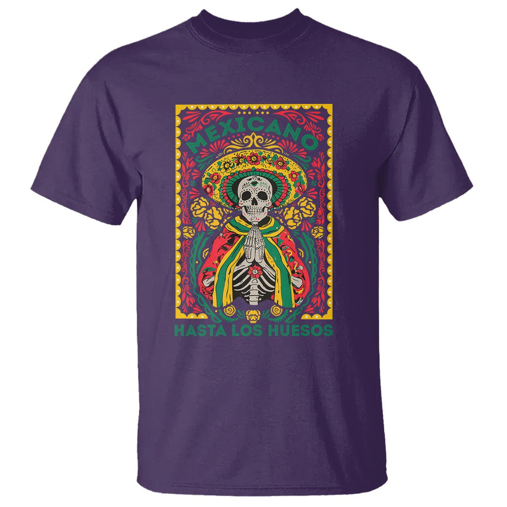 Mexican Pride T Shirt Mexicano Hasta Los Huesos Skeleton Sombrero TS09 Purple Printyourwear