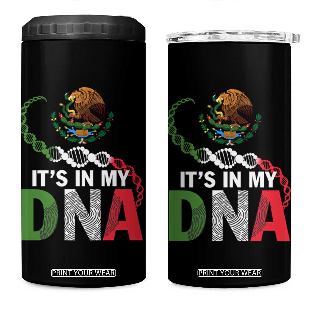 Mexican Pride 4 in 1 Can Cooler Tumbler It's In My DNA Mexico Flag Proud Hispanic TS09 One Size: 16 oz Black Print Your Wear