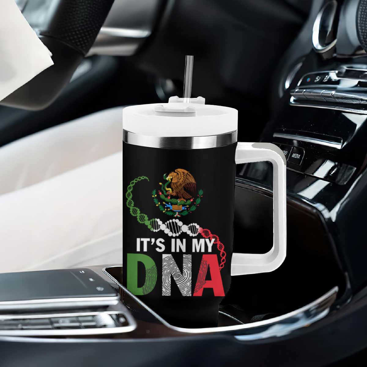 Mexican Pride Tumbler With Handle It's In My DNA Mexico Flag Proud Hispanic TS09 Print Your Wear