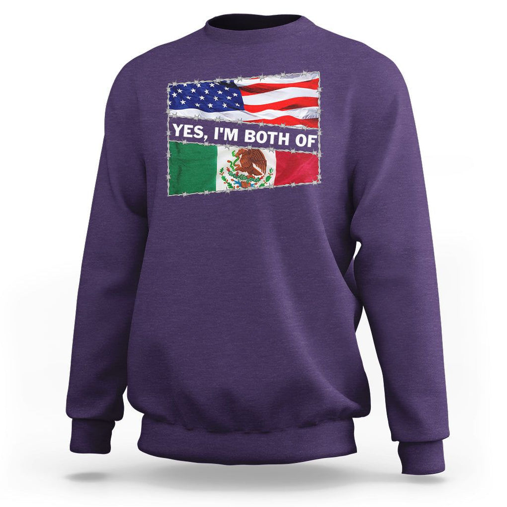 Mexican American Sweatshirt Yes I'm Both Of Them USA Mexico Flag Hispanic TS09 Purple Printyourwear