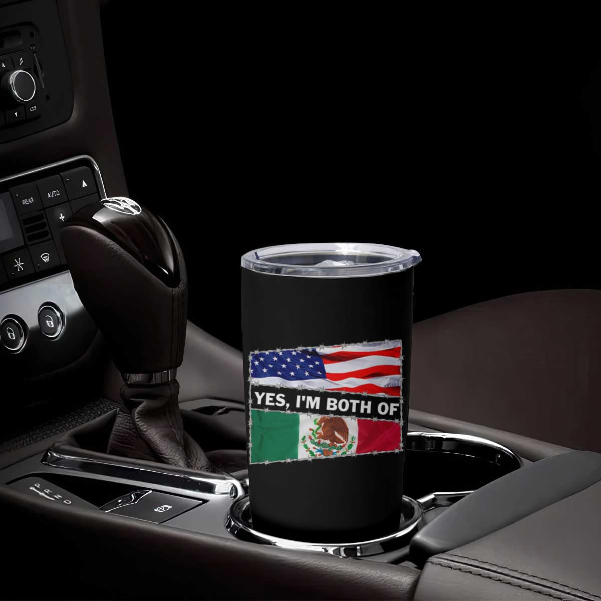 Mexican American Tumbler Cup Yes I'm Both Of Them USA Mexico Flag Hispanic TS09 Print Your Wear