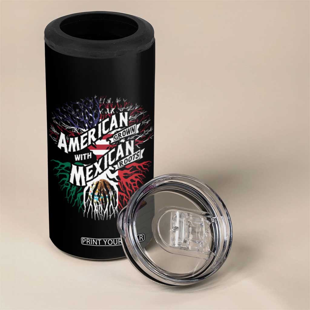 American Grown With Mexican Roots 4 in 1 Can Cooler Tumbler TS09 Print Your Wear
