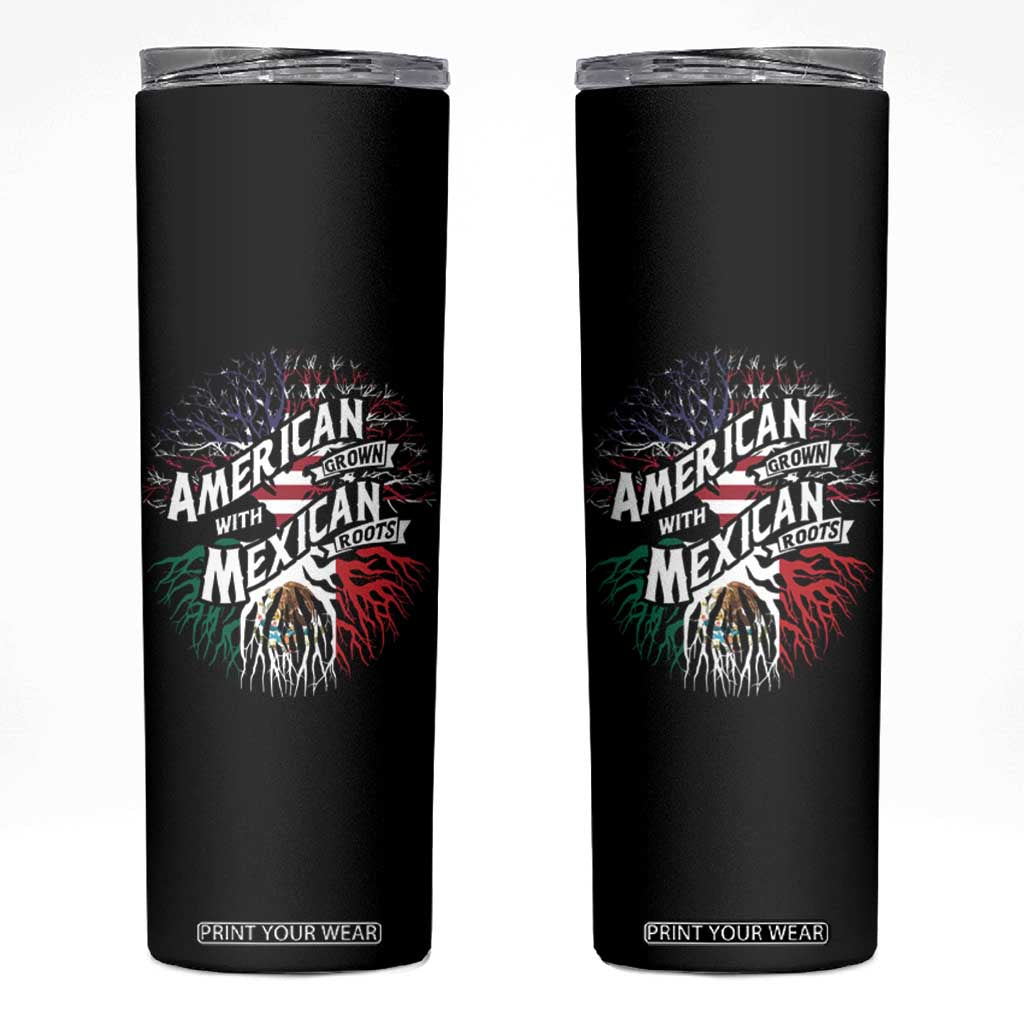 American Grown With Mexican Roots Skinny Tumbler TS09 Black Print Your Wear