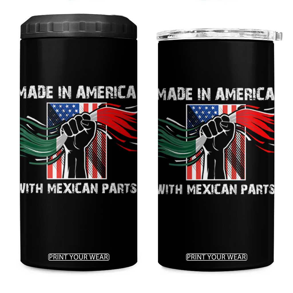 Made In America with Mexican Parts 4 in 1 Can Cooler Tumbler TS09 One Size: 16 oz Black Print Your Wear