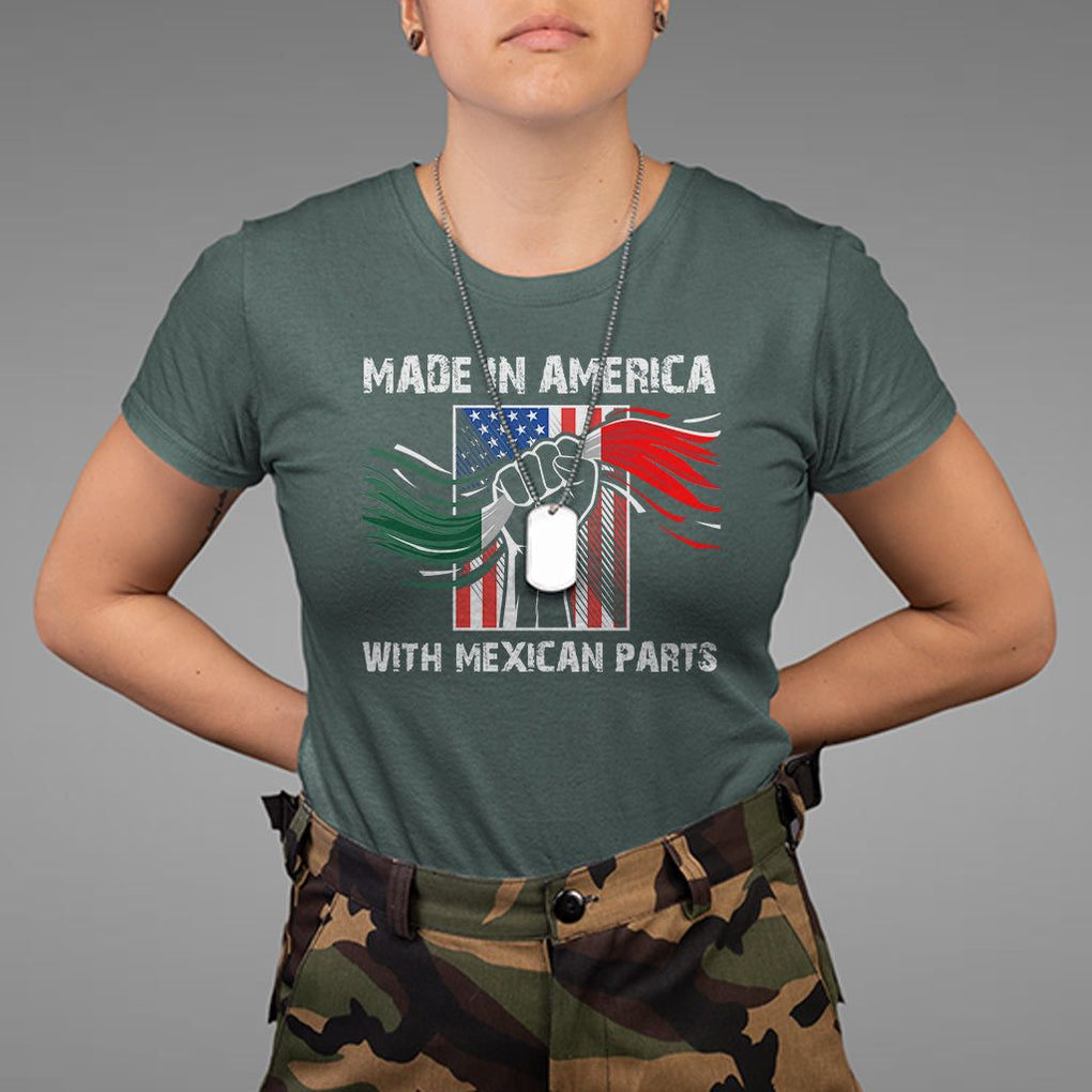 Made In America with Mexican Parts T Shirt TS09 Dark Forest Green Printyourwear