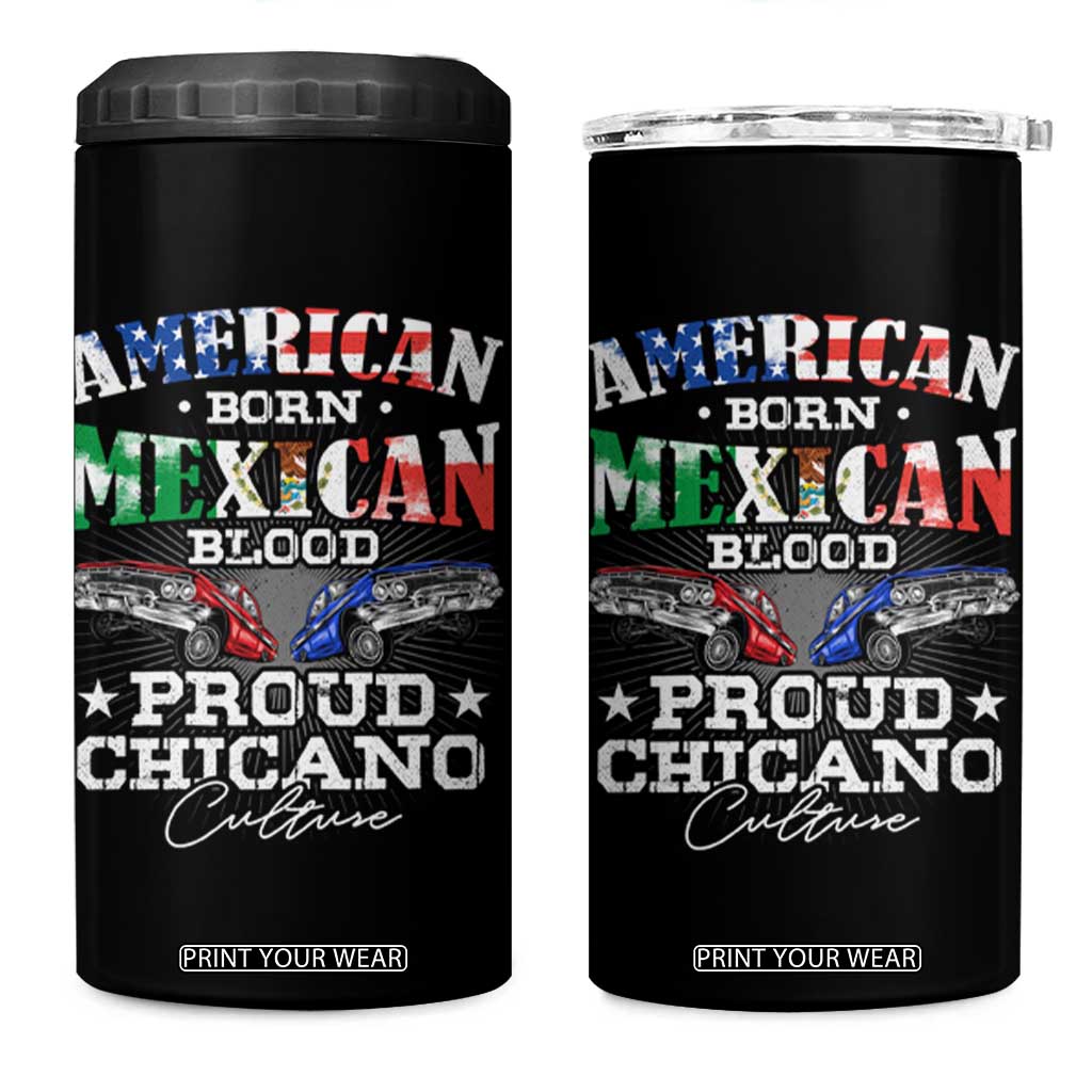 American Born Mexican Blood Proud Chicano Culture Lowrider 4 in 1 Can Cooler Tumbler TS09 One Size: 16 oz Black Print Your Wear