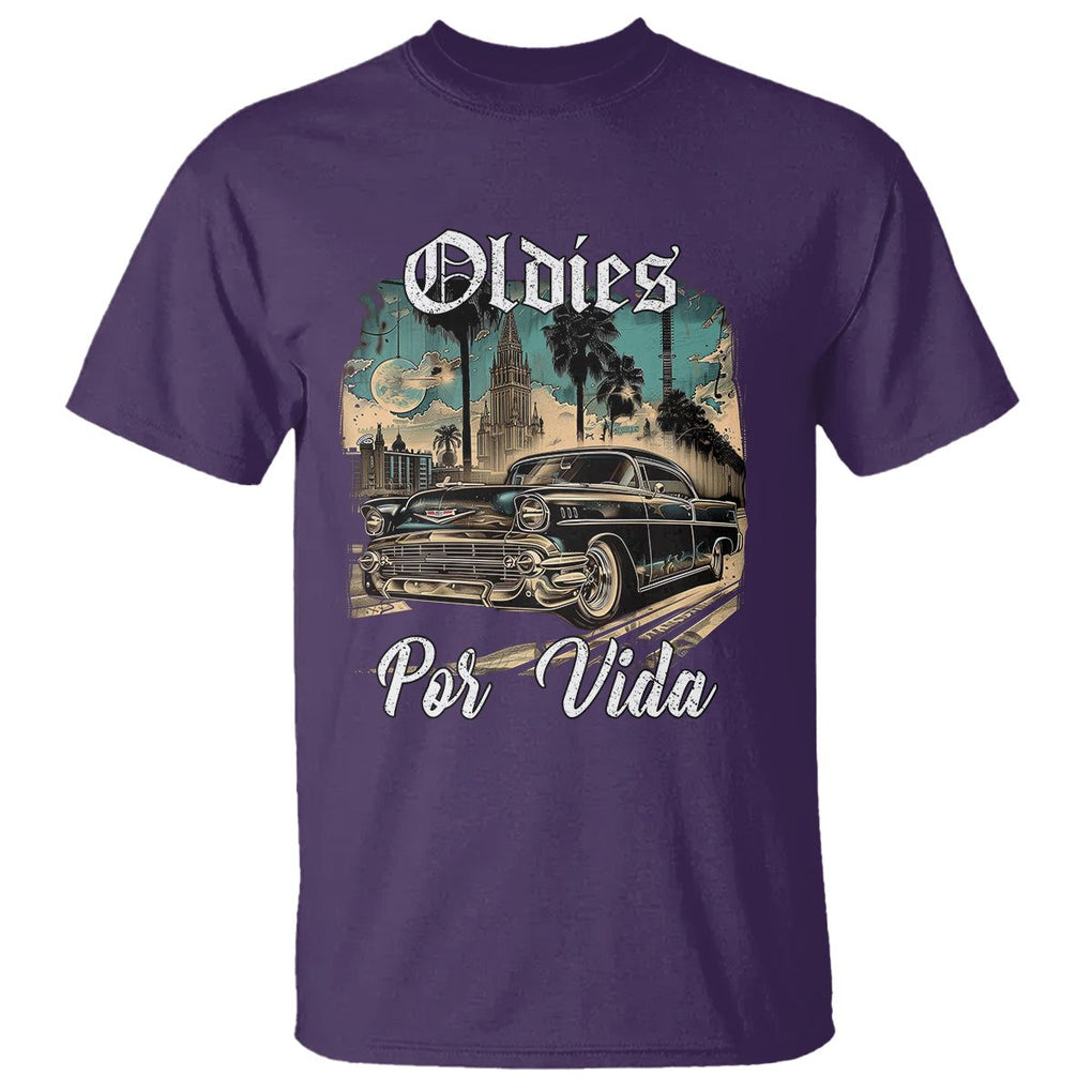 Oldies Por Vida Vintage Car Lowrider Mexican Chicano Chicana T Shirt TS09 Purple Printyourwear