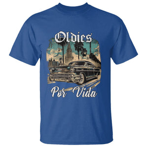 Oldies Por Vida Vintage Car Lowrider Mexican Chicano Chicana T Shirt TS09 Royal Blue Printyourwear