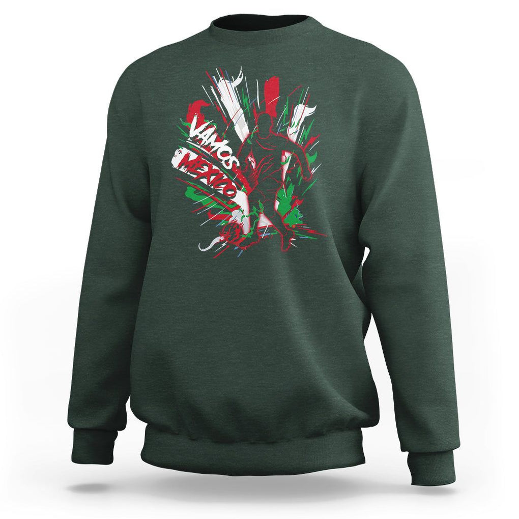 Mexican Soccer Fan Sweatshirt Vamos Mexico Football Fans TS09 Dark Forest Green Printyourwear