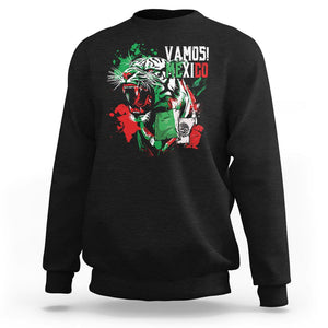 Mexican Soccer Fan Sweatshirt Vamos Mexico Flag Tiger TS09 Black Printyourwear