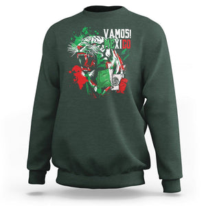 Mexican Soccer Fan Sweatshirt Vamos Mexico Flag Tiger TS09 Dark Forest Green Printyourwear
