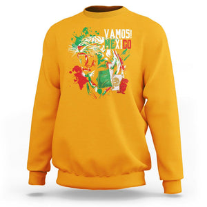 Mexican Soccer Fan Sweatshirt Vamos Mexico Flag Tiger TS09 Gold Printyourwear