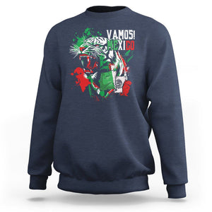 Mexican Soccer Fan Sweatshirt Vamos Mexico Flag Tiger TS09 Navy Printyourwear