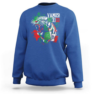 Mexican Soccer Fan Sweatshirt Vamos Mexico Flag Tiger TS09 Royal Blue Printyourwear