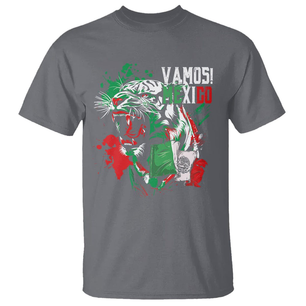 Mexican Soccer Fan T Shirt Vamos Mexico Flag Tiger TS09 Charcoal Printyourwear
