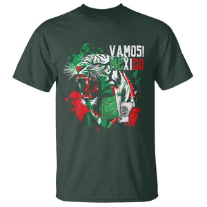 Mexican Soccer Fan T Shirt Vamos Mexico Flag Tiger TS09 Dark Forest Green Printyourwear