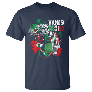Mexican Soccer Fan T Shirt Vamos Mexico Flag Tiger TS09 Navy Printyourwear