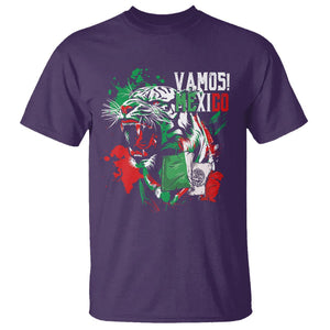 Mexican Soccer Fan T Shirt Vamos Mexico Flag Tiger TS09 Purple Printyourwear