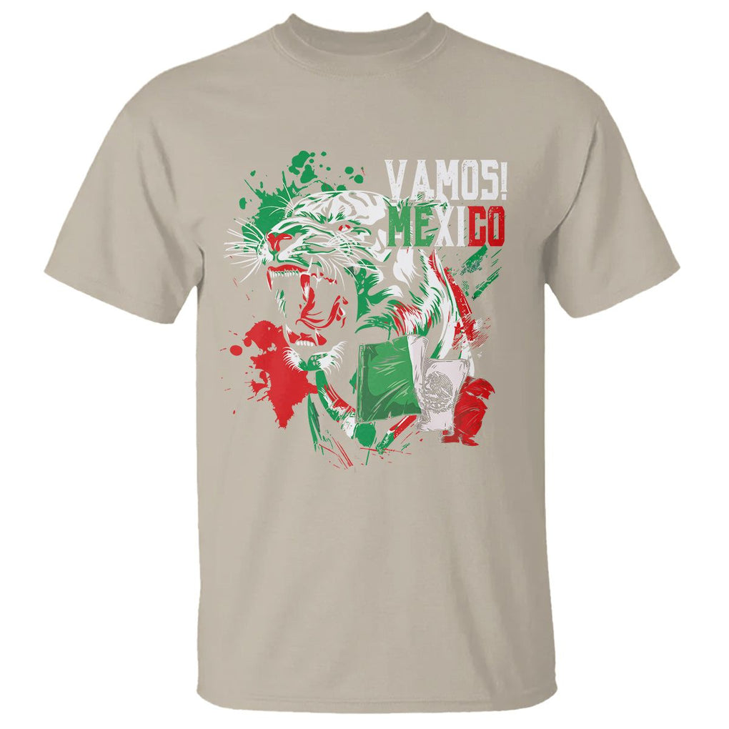 Mexican Soccer Fan T Shirt Vamos Mexico Flag Tiger TS09 Sand Printyourwear