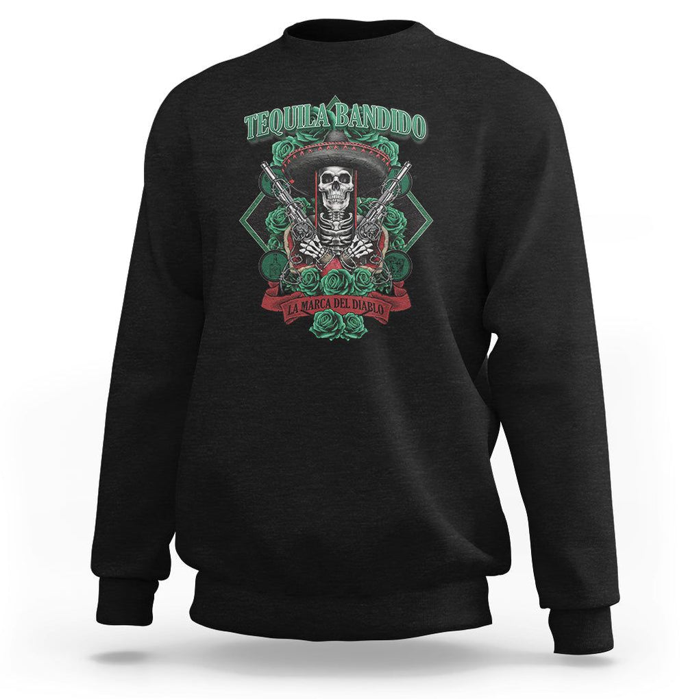 Tequila Bandido Funny Drinking Mexican Skeleton Sombrero Sweatshirt TS09 Black Printyourwear