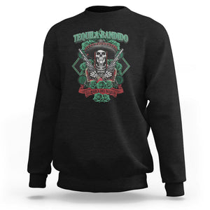 Tequila Bandido Funny Drinking Mexican Skeleton Sombrero Sweatshirt TS09 Black Printyourwear