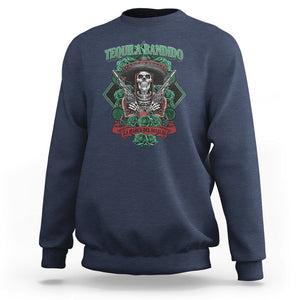 Tequila Bandido Funny Drinking Mexican Skeleton Sombrero Sweatshirt TS09 Navy Printyourwear