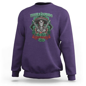 Tequila Bandido Funny Drinking Mexican Skeleton Sombrero Sweatshirt TS09 Purple Printyourwear
