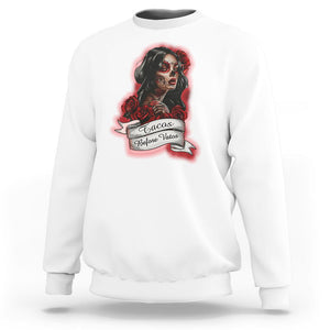 Tacos Before Vatos Chicana Chola Taco Lover Sweatshirt TS09 White Printyourwear
