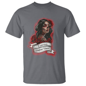 Tacos Before Vatos Chicana Chola Taco Lover T Shirt TS09 Charcoal Printyourwear