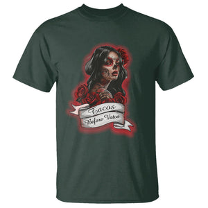 Tacos Before Vatos Chicana Chola Taco Lover T Shirt TS09 Dark Forest Green Printyourwear