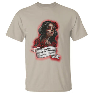 Tacos Before Vatos Chicana Chola Taco Lover T Shirt TS09 Sand Printyourwear