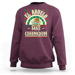 El Abuelo Mas Chingon Mexican Grandpa Mexico Father's Day Sweatshirt TS09 Maroon Printyourwear