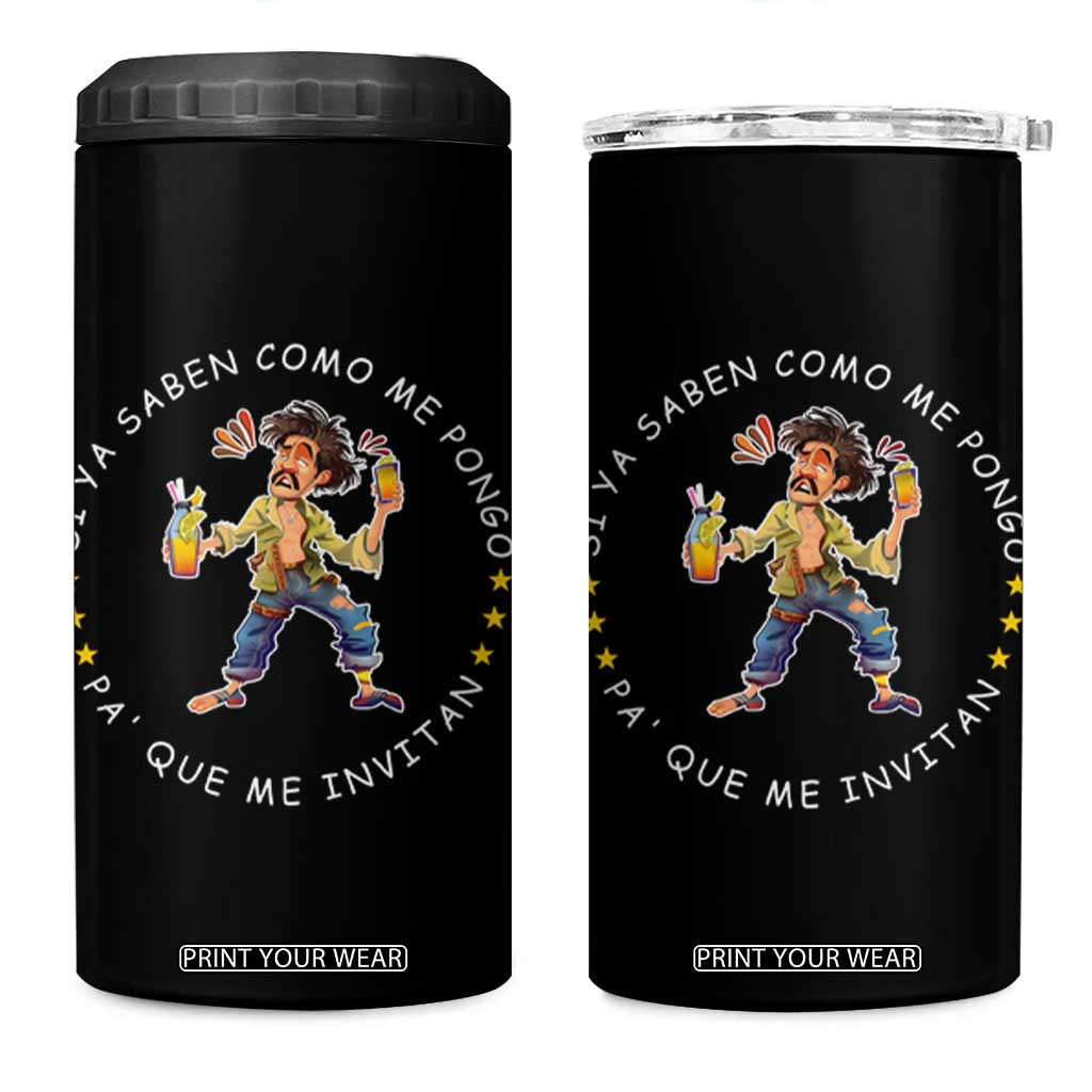 Funny Mexican Drinking 4 in 1 Can Cooler Tumbler Si ya saben como me pongo pa' que me invitan Drunk Meme TS09 One Size: 16 oz Black Print Your Wear