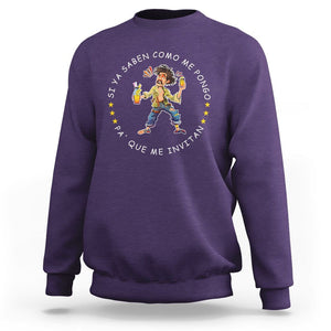 Funny Mexican Drinking Sweatshirt Si ya saben como me pongo pa' que me invitan Drunk Meme TS09 Purple Printyourwear