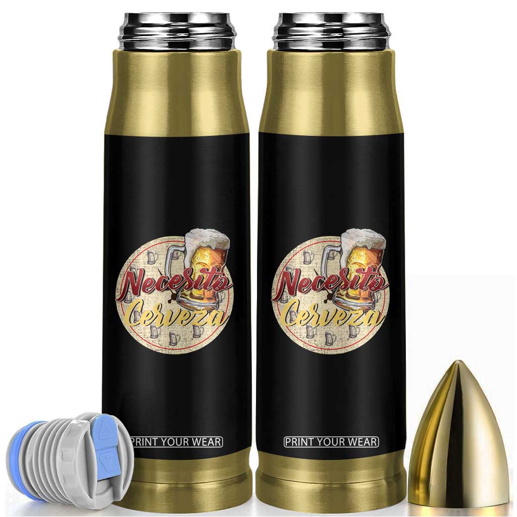 Mexican Drinking Bullet Tumbler Necesito Cerveza Mexico Beer Lover TS09 Black Print Your Wear