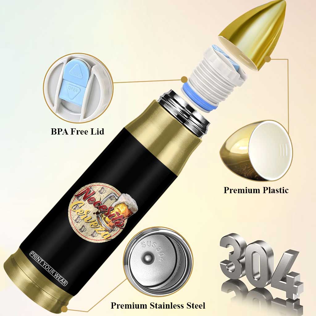 Mexican Drinking Bullet Tumbler Necesito Cerveza Mexico Beer Lover TS09 Print Your Wear