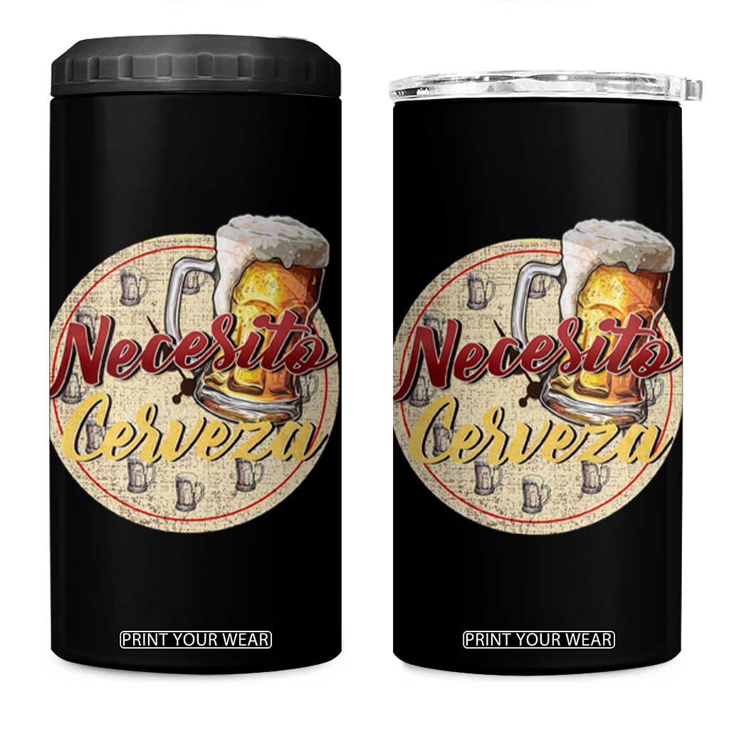 Mexican Drinking 4 in 1 Can Cooler Tumbler Necesito Cerveza Mexico Beer Lover TS09 One Size: 16 oz Black Print Your Wear
