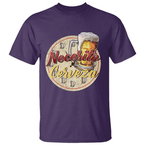Mexican Drinking T Shirt Necesito Cerveza Mexico Beer Lover TS09 Purple Printyourwear