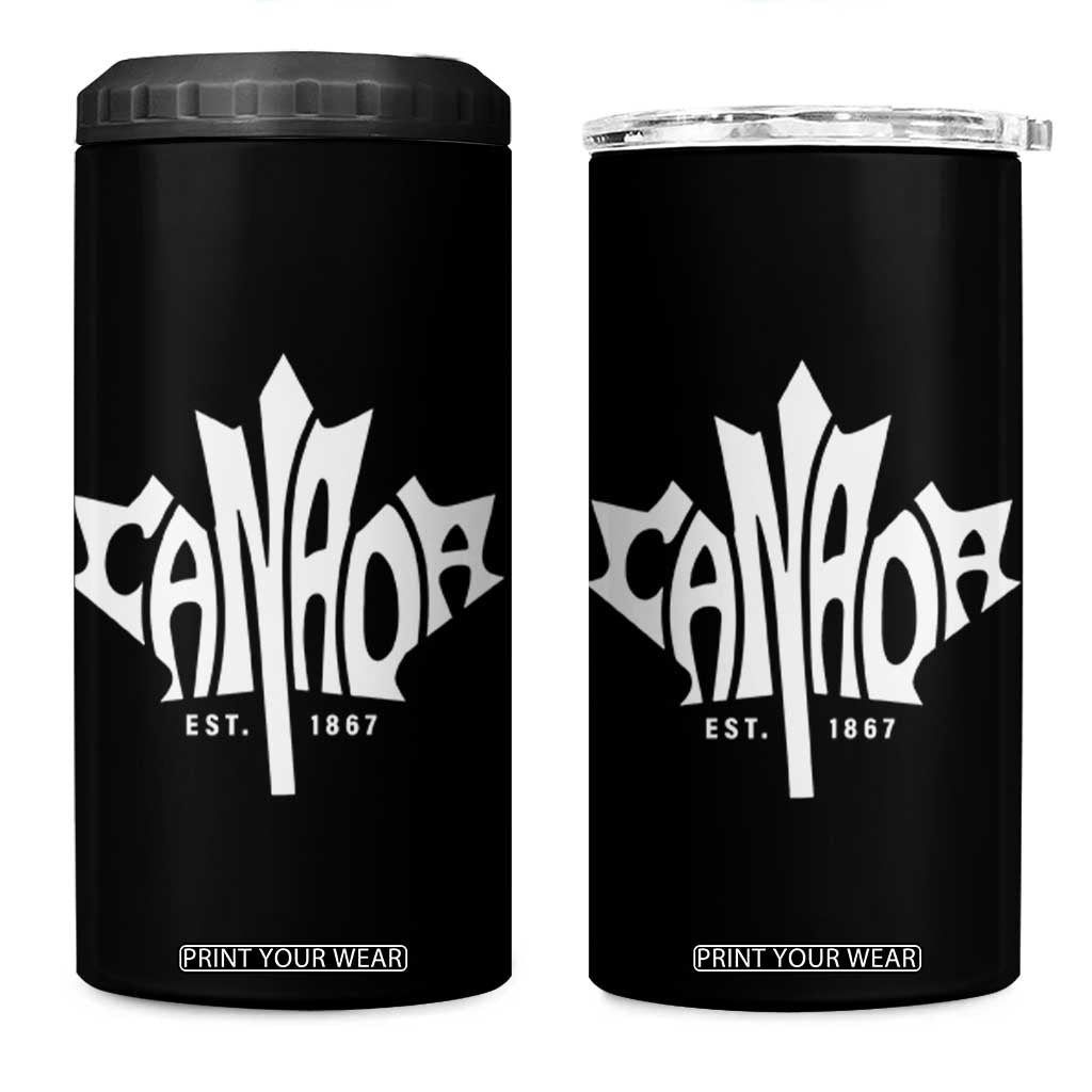 Canada Est. 1867 Maple Leaf 4 in 1 Can Cooler Tumbler TS09 One Size: 16 oz Black Print Your Wear