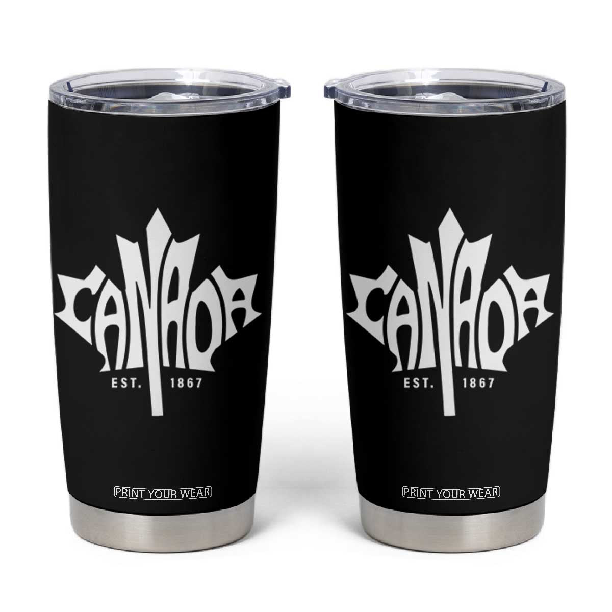 Canada Est. 1867 Maple Leaf Tumbler Cup TS09 Black Print Your Wear