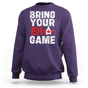 Funny Canadian Sweatshirt Bring Your Eh Game Canada Flag Maple Leaf TS09 Purple Print Your Wear