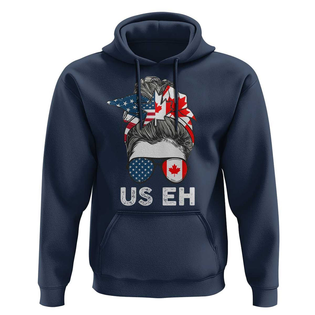 American Canadian Hoodie US EH Messy Bun USA Canada Flag TS09 Navy Print Your Wear