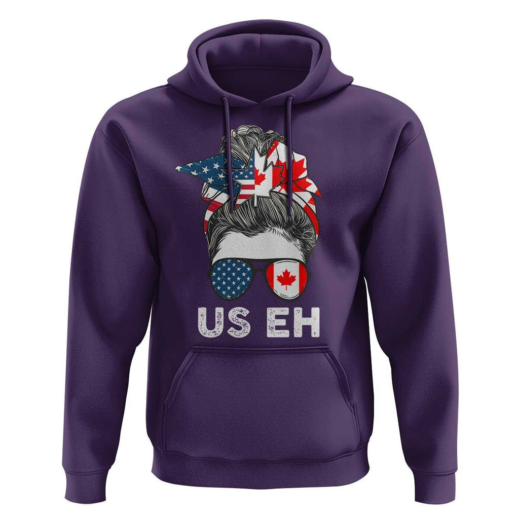 American Canadian Hoodie US EH Messy Bun USA Canada Flag TS09 Purple Print Your Wear