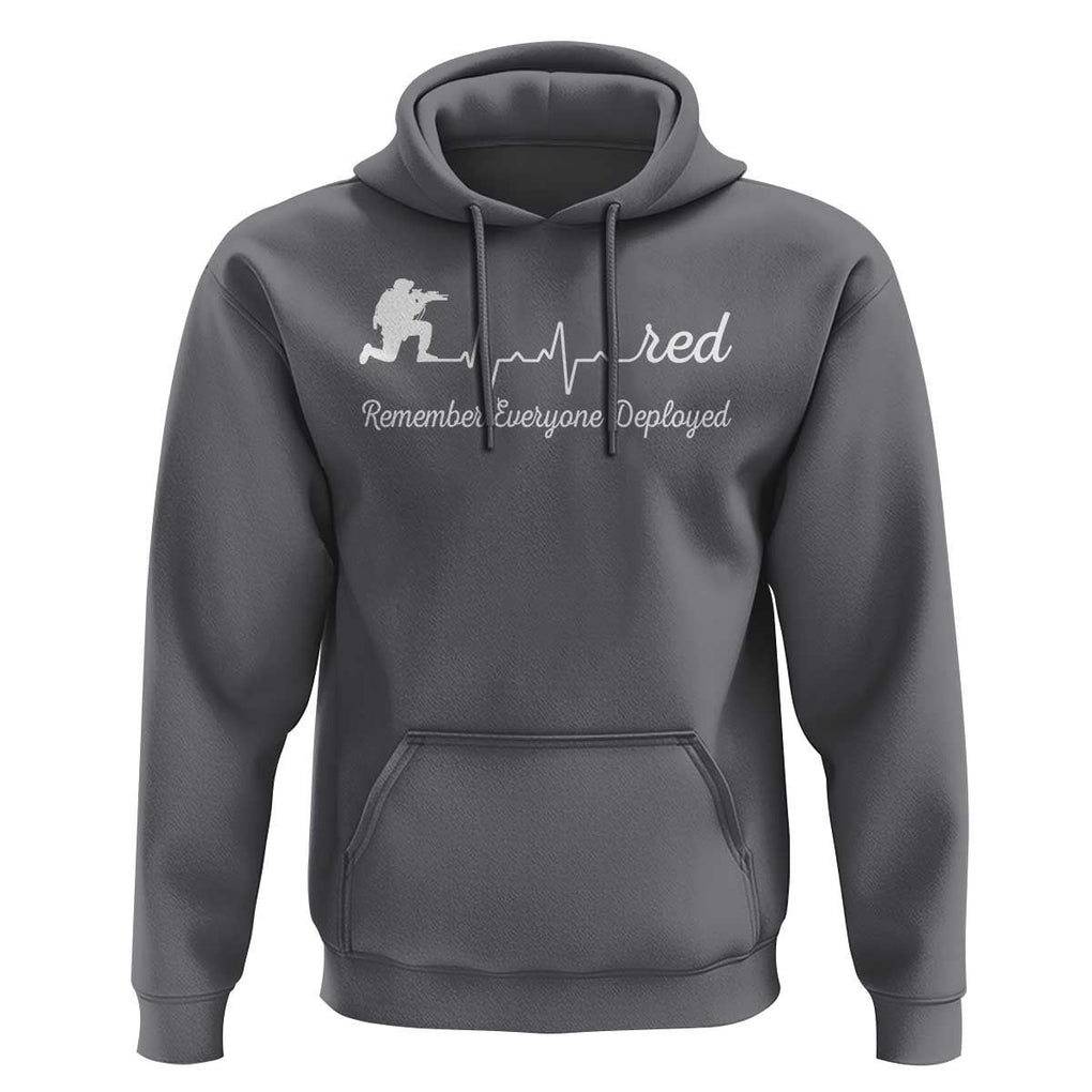 Red Friday Hoodie Remember Everyone Deployed Heartbeat TS09 Charcoal Print Your Wear