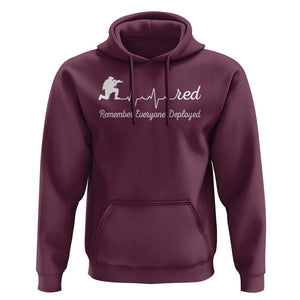 Red Friday Hoodie Remember Everyone Deployed Heartbeat TS09 Maroon Print Your Wear