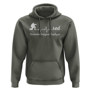 Red Friday Hoodie Remember Everyone Deployed Heartbeat TS09 Military Green Print Your Wear