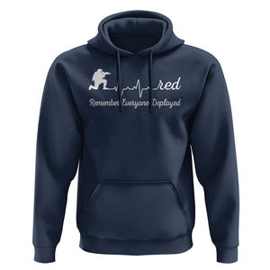 Red Friday Hoodie Remember Everyone Deployed Heartbeat TS09 Navy Print Your Wear